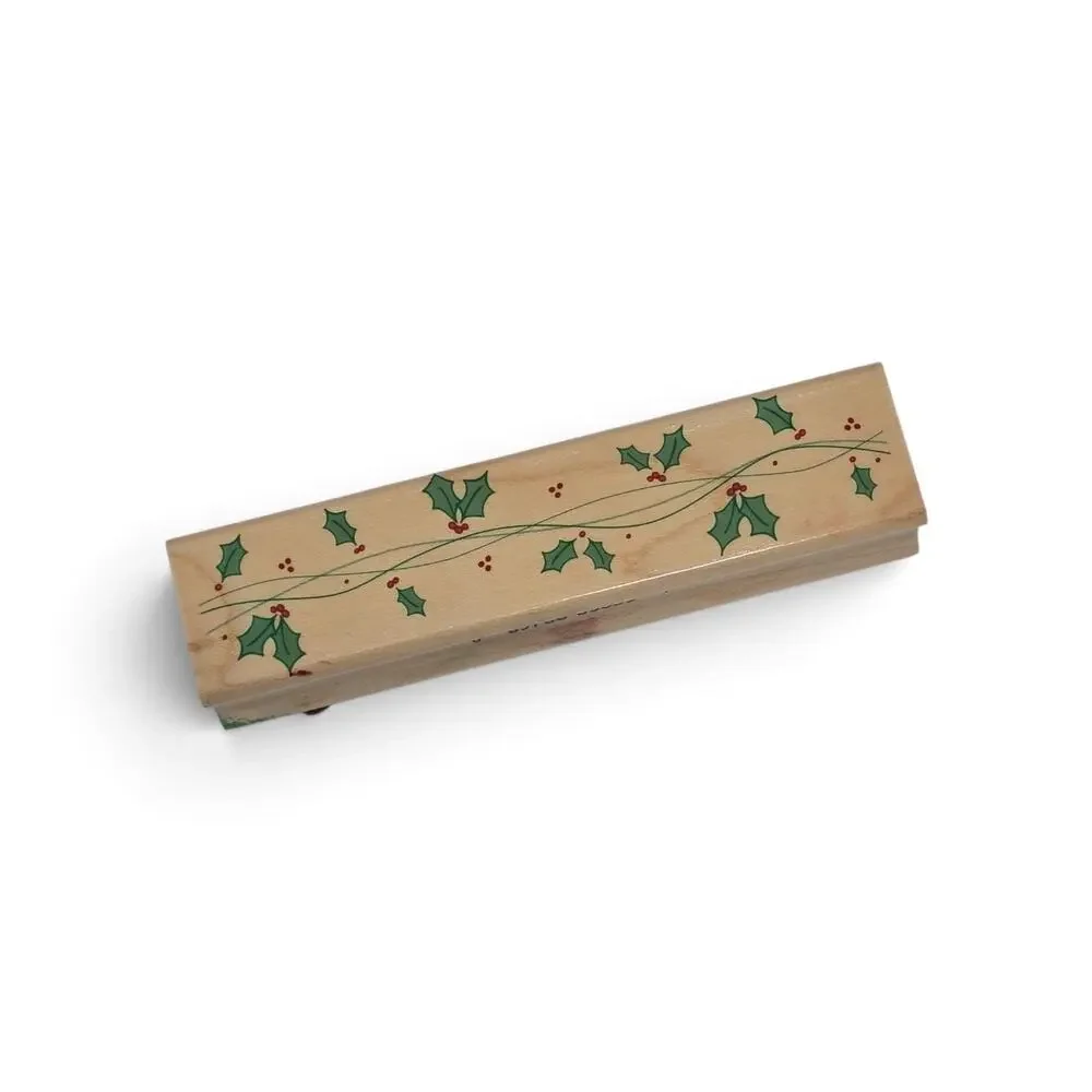 Hero Arts Rubber Stamp F4237 Wavy Holly Christmas Holiday Border Card Making